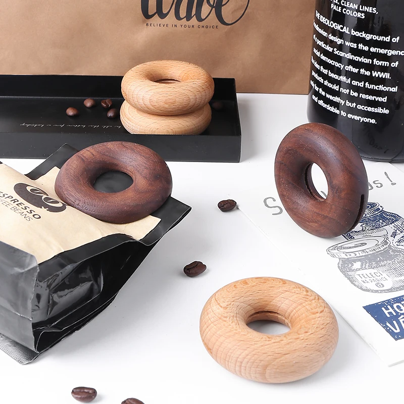Creative Wooden Sealing Doughnut Shape Clip Bag Sealer Snacks Food Fresh Storage Clamp Clips Kitchen Plastic Organizer
