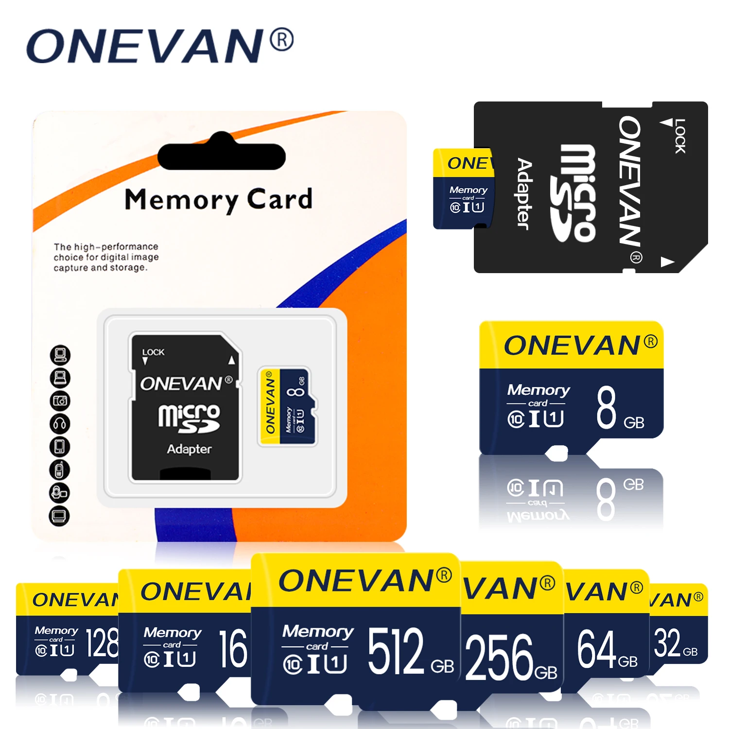 Onevan карты памяти SD 128 ГБ 256 512 Гб 64 флэш-памяти класса 10 TF/SD карта Micro 8 Гб/32 512GB для смартфонов и