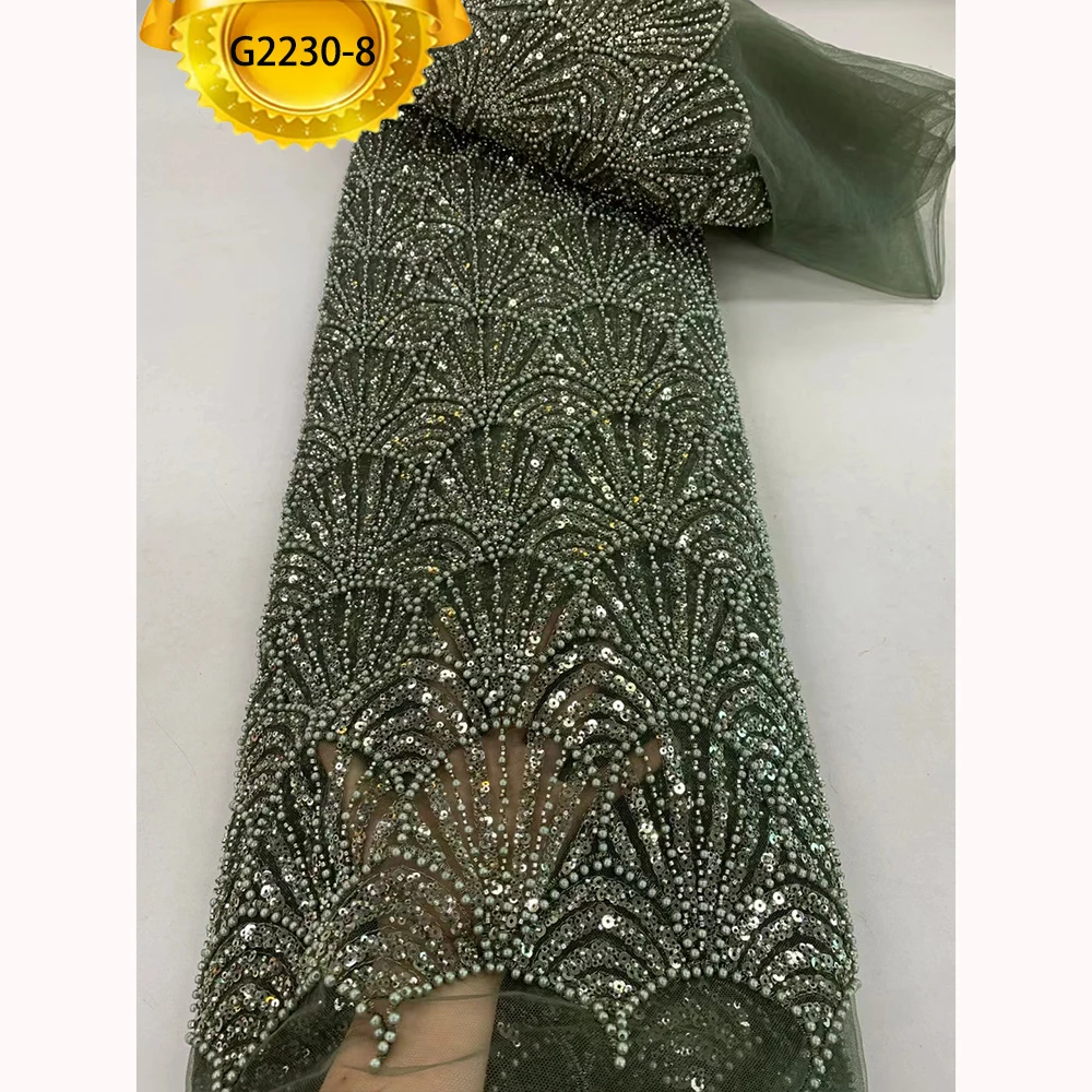 G2230 High Quality Heavy Beaded Fabric Embroidery Luxury Beaded Lace Fabric for Wedding