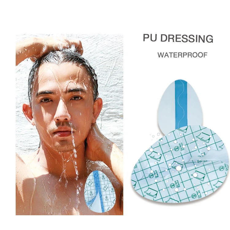 Customized heart tear fan bone shape Breathable Pu Film Dressing Occlusive Dressing