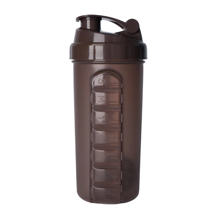 Weekly pill case 700ML BPA FREE Classic Gym Protein Powder Shaker Bottle with Pill box Organizer Storage
