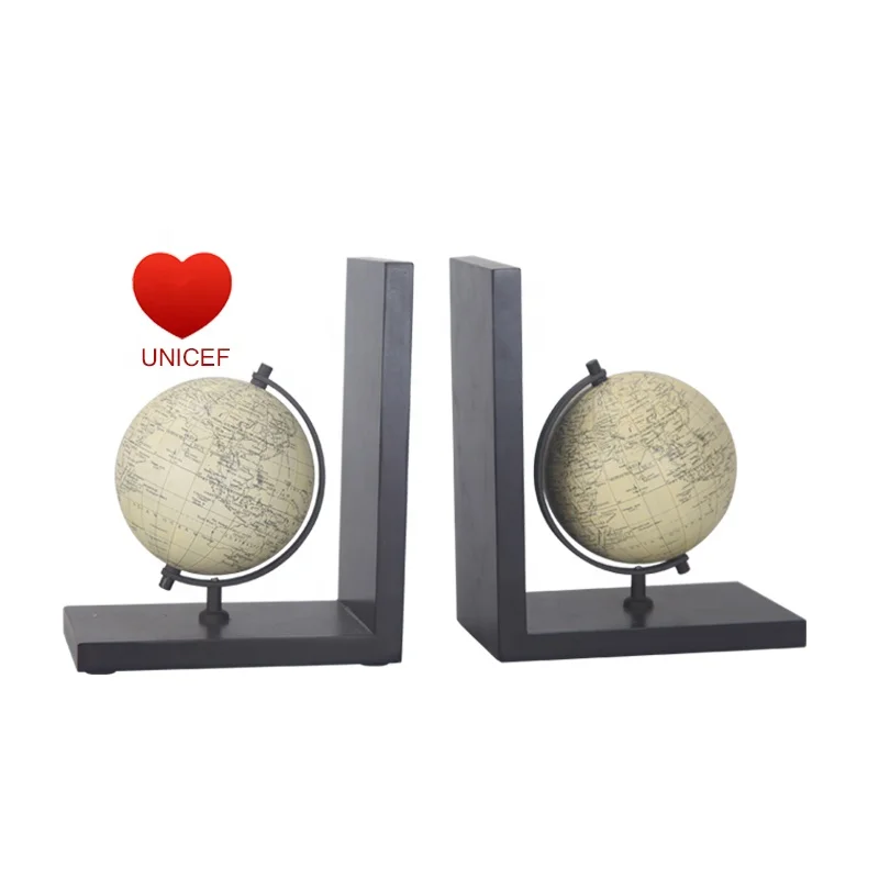 
High quality D.10.6cm hand made paper surface antique world globe with MDF bookshelf antique home office decoration world globe 