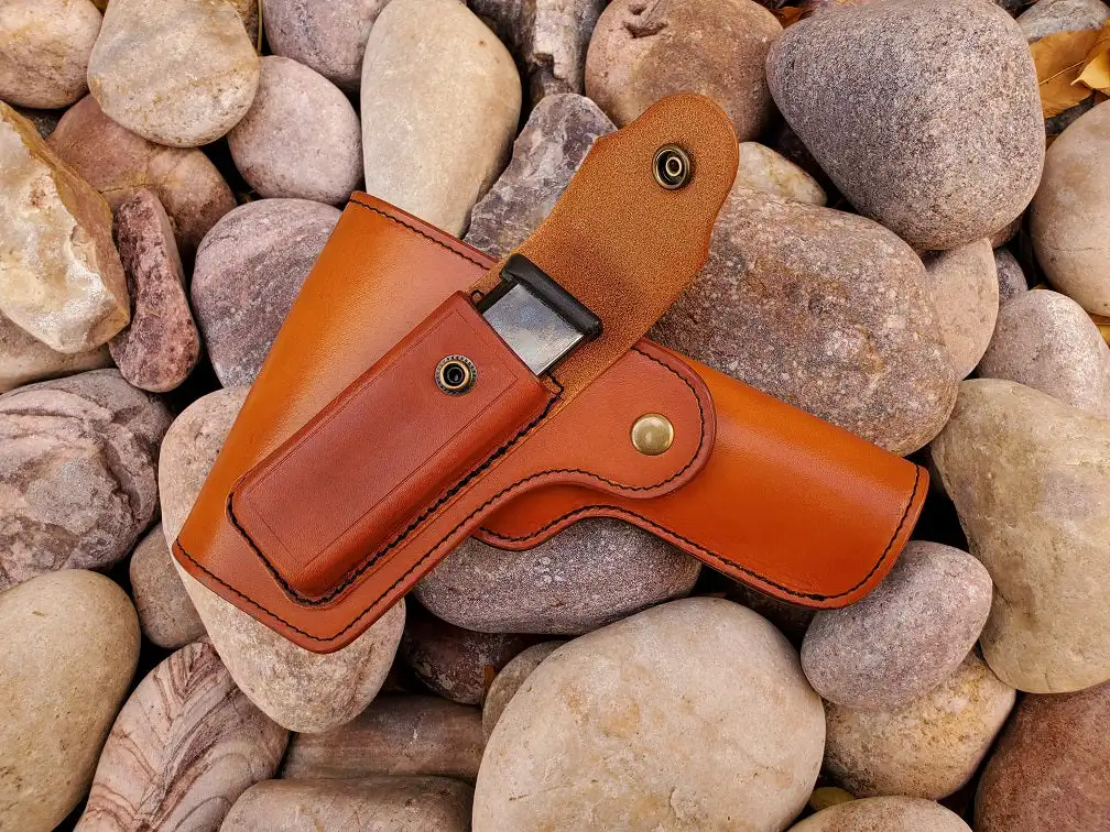 HIBO leather holster manufacturer 1911 custom handmade leather belt gun holsters