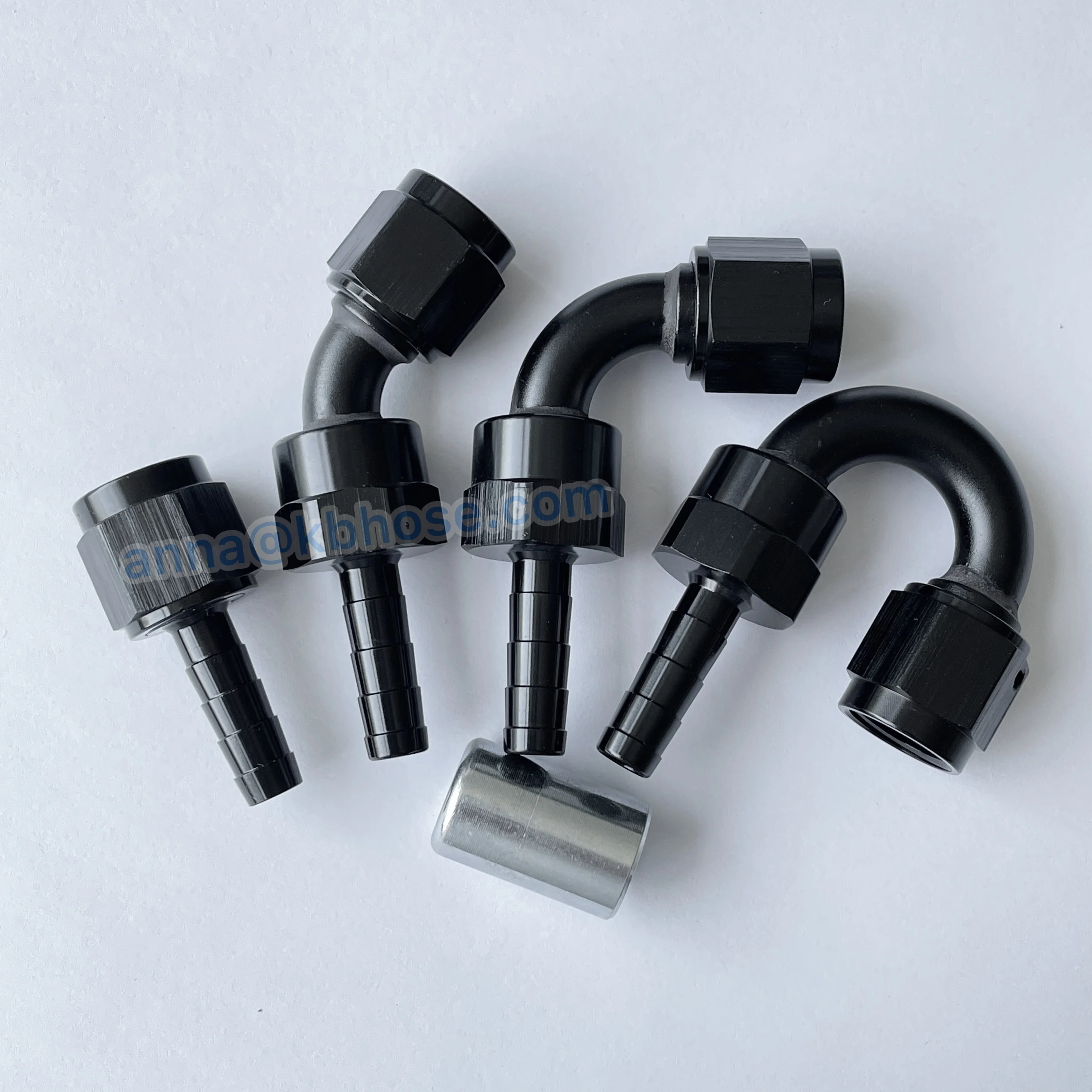 4an 6an 8an 10an 12an 16an Aluminum Black Crimp On Bend Straight 45deg 90deg 180deg Fuel Line Oil Cooler PTFE Hose End fittings
