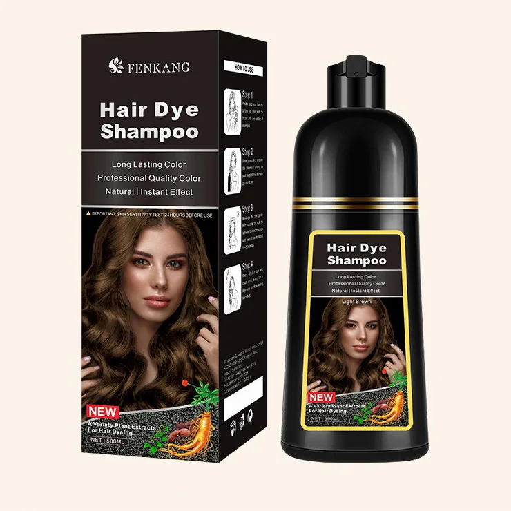 Hot Selling Natural Plant Chinese Herbal Color Shampoo Hair Dye 3 In 1 Dark Brown Black Hair Dye Shampoo