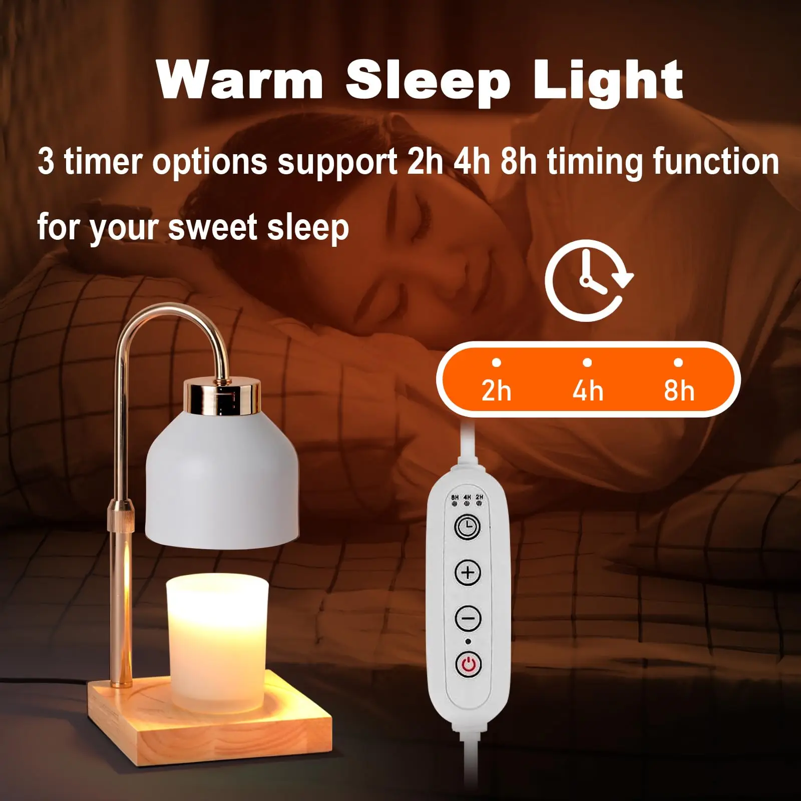 Candle Warmer Lamp with Timer, Electric Wax Melt Warmer with 2 Bulbs, Dimmer Adjustable Height House Warming Gifts