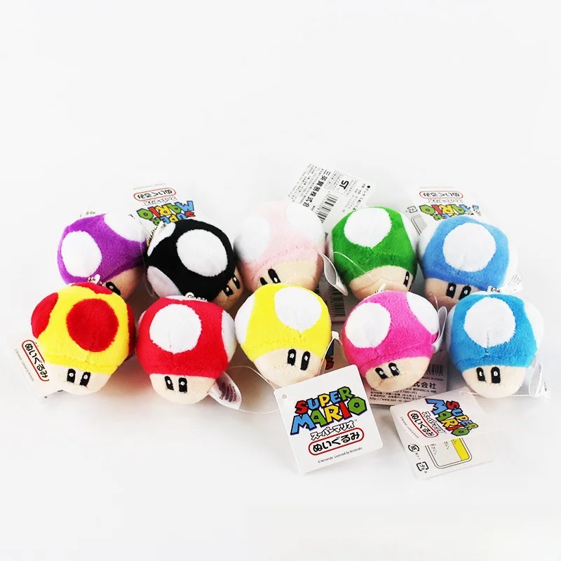 10 Colors Mushroom Plush Keychain SuperMario Plush Toys