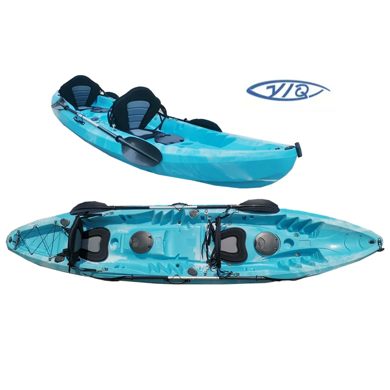 High Quality Plastic Sit On Top Tandem Kayak  2+1 seats Double Family Fishing kayak