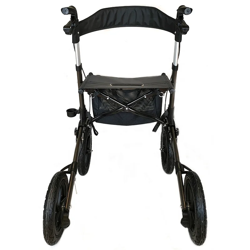 
Adjustable Medical Rolling Rollator With Seat And Storage Pouch 