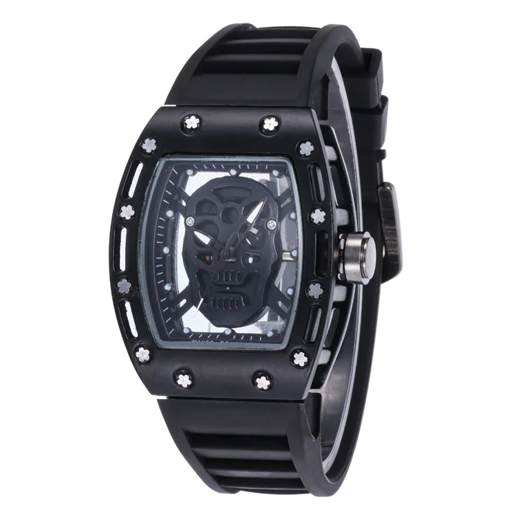 2021 New Men Person Cranial head Watches Rectangle Dial Skull Face Men Watch Wrist Watches
