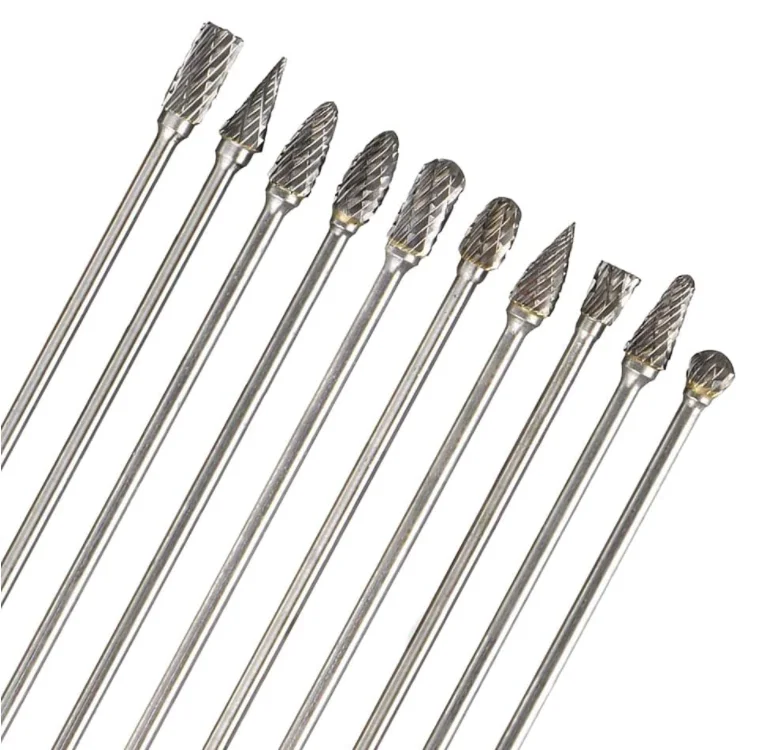 10pcs 3 mm (1/8 Inch) Shank Tungsten Carbide Double Cut Rotary Burr Die Grinder Bits Rotary Files