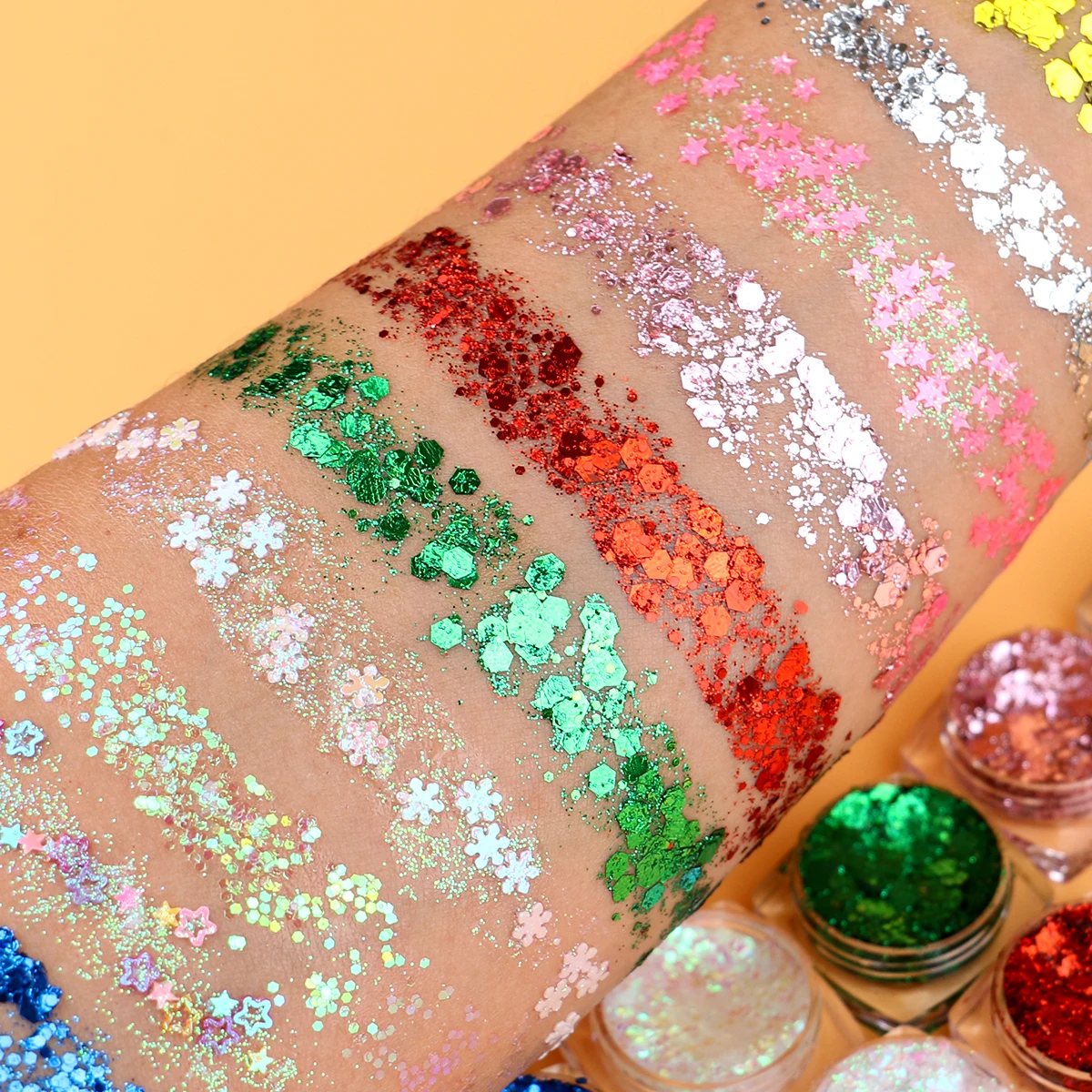 Chameleon Chunky Glitter Wholesale 12 Color Holographic Craft Makeup Reflective Glitter Set for Body Face