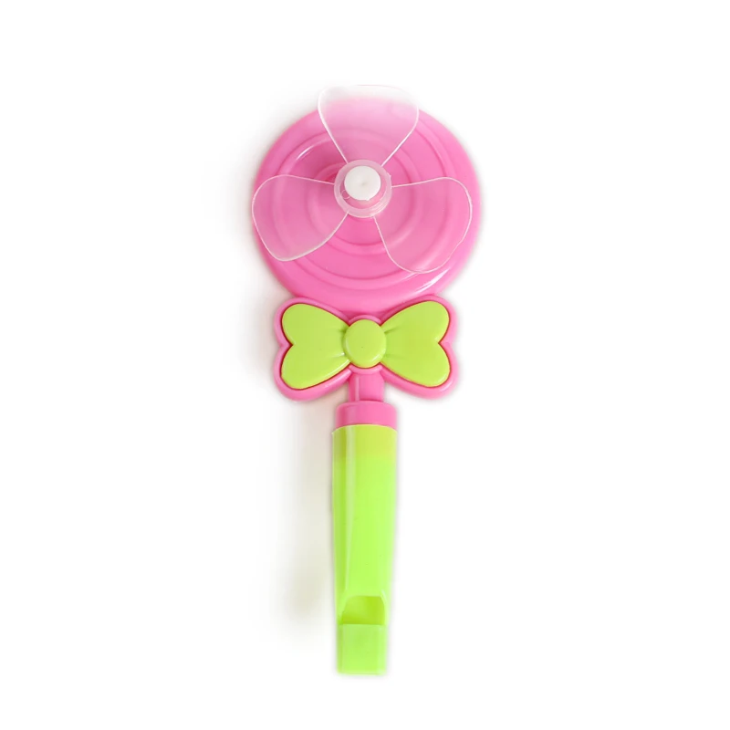 Macarons Candy Colors Lollipop Shape Plastic Windmill Toys Fan Whistle For Kids