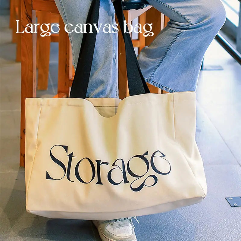 Original Custom Logo Reusable Shopping Large Cotton Bag Tote Bag for Canvas Women Grocery Shopper Shoulder Travel Beach