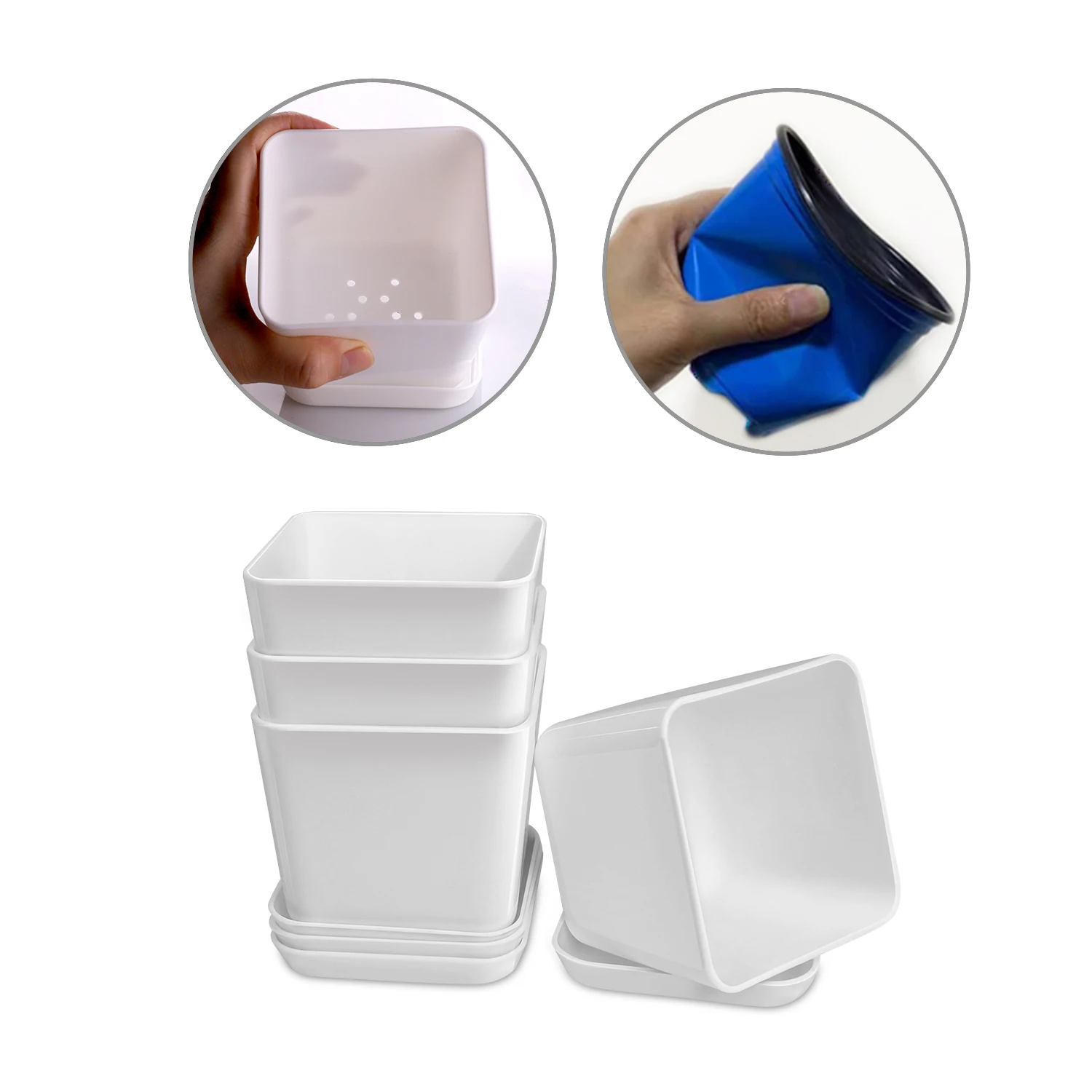 Plastic Drainage smart indoor garden Pot Modern Decorative Gardening Pot Herbs pots for Plants Flowers Herbs Succulents