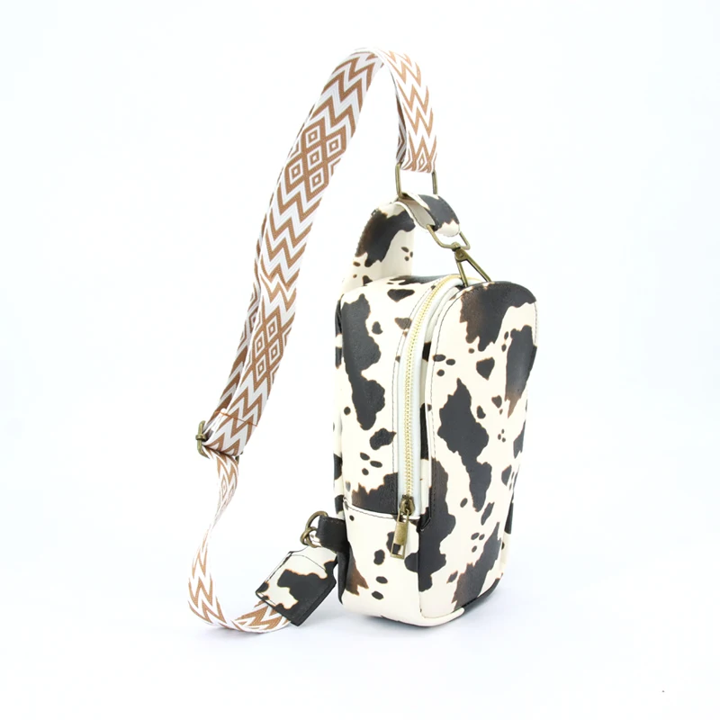 New Cross body Sling Bag Leopard Cow Print Bum Bag Vegan Leather Belt Bag