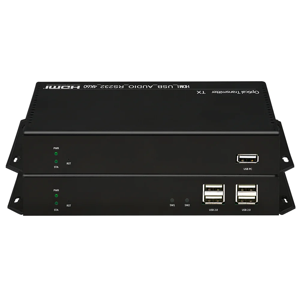 OEM ODM 4K60 HDMI Over Fiber Extender Single Mode 10KM LC SFP HDMI KVM Fiber Optic Extender