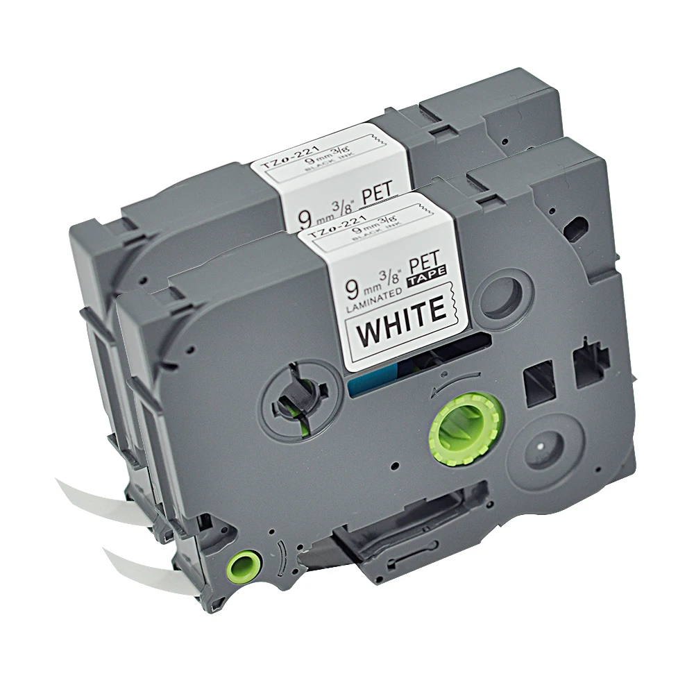 100% Compatible 9mm Black on White TZe 221 Label Tapes for p-touch label printer Tz221 tze221