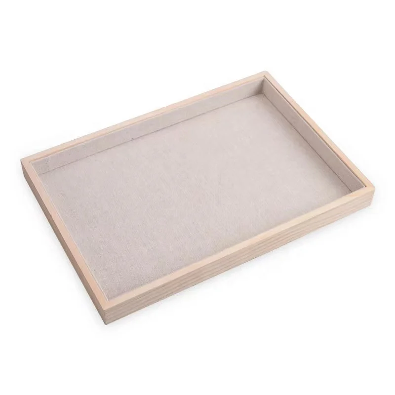 Cheap factory price solid wood ring necklace pendant earring jewelry display wooden jewelry tray wholesale