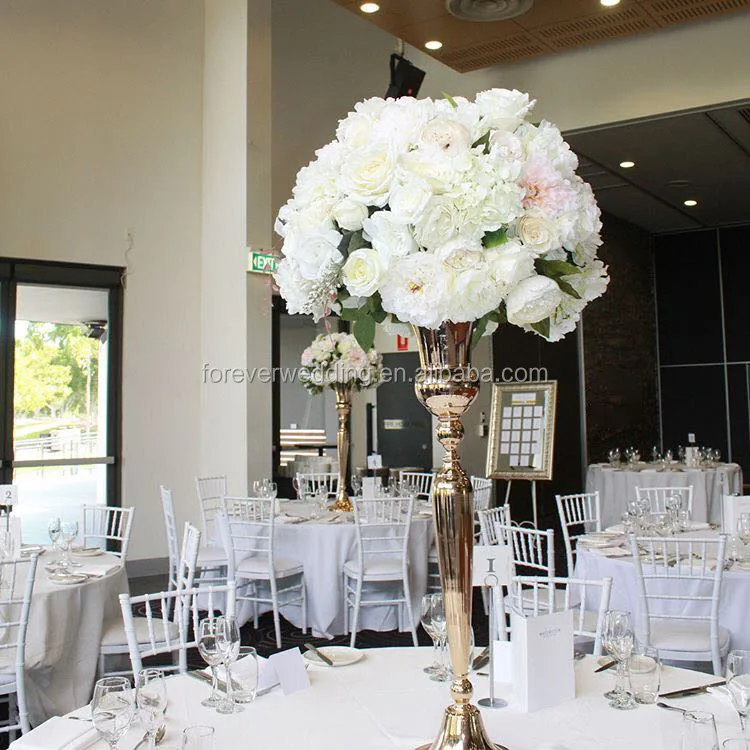 
Vases of bright gold wedding flowers vase table centerpiece Trumpet flower stand for wedding home decoration event party decor 