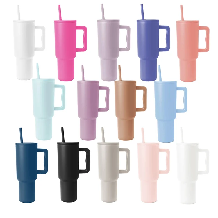 Amazon Hot Selling 40oz Tumbler Outdoor Mug Stainless Steel Cup With Handle And Straw Lid