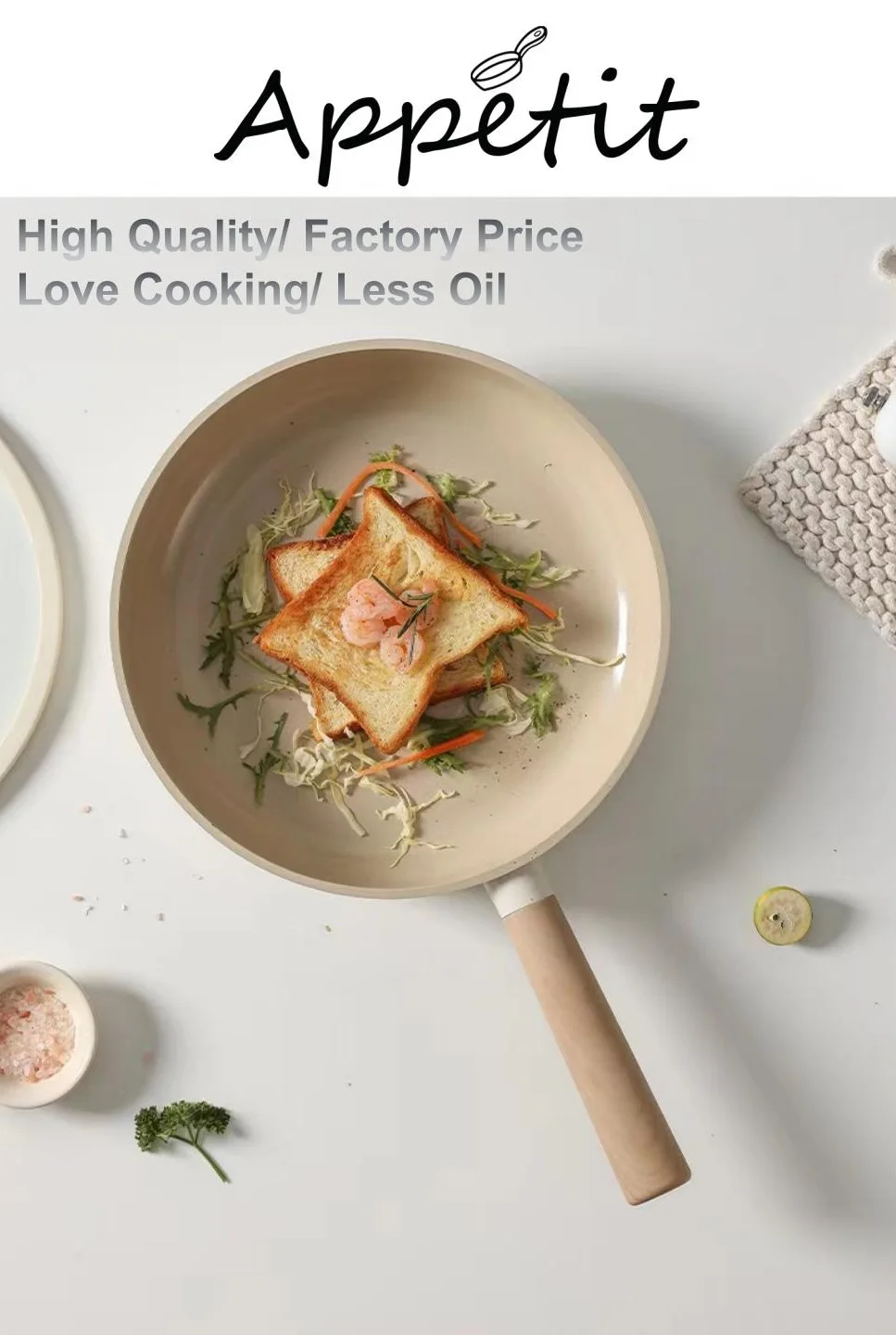 Down Light Luxury Household Die-casting Aluminum Alloy Frying Cookware Non Stick Pan Aluminum Wok Pans Skillet