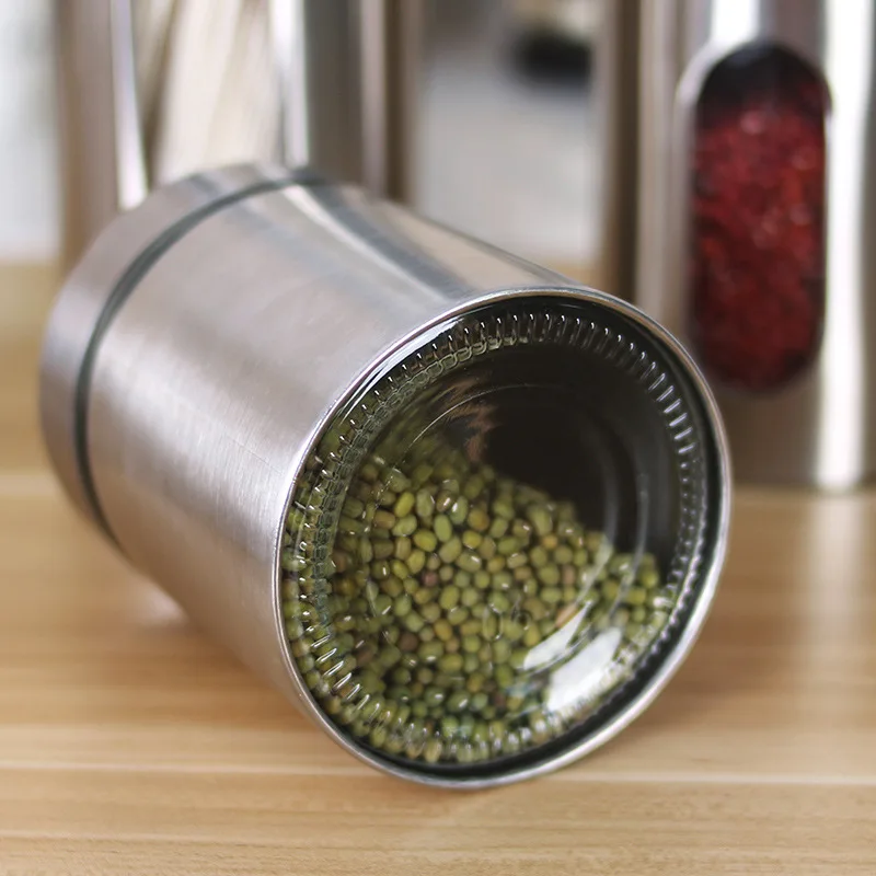 Ultra-Low Shipping Cost Stainless Steel Spice Packaging Sealed Airtight Kitchen Glass Storage Jars