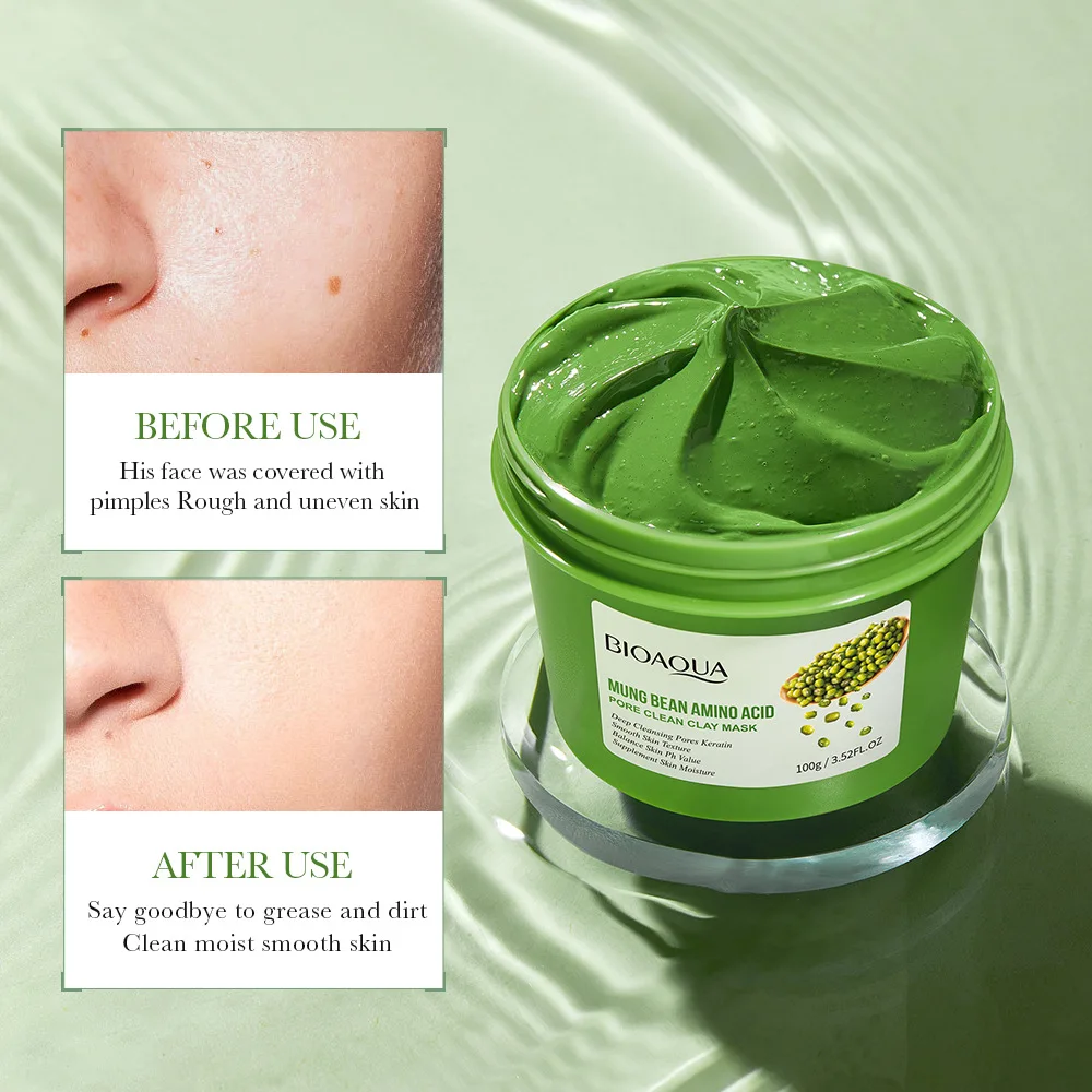 OEM Amino Acid Face Mud Blackhead Remover Green Bean Mud Deep Cleaning Mud Mask Stick Oil Control Anti-Acne Masks Purifyin