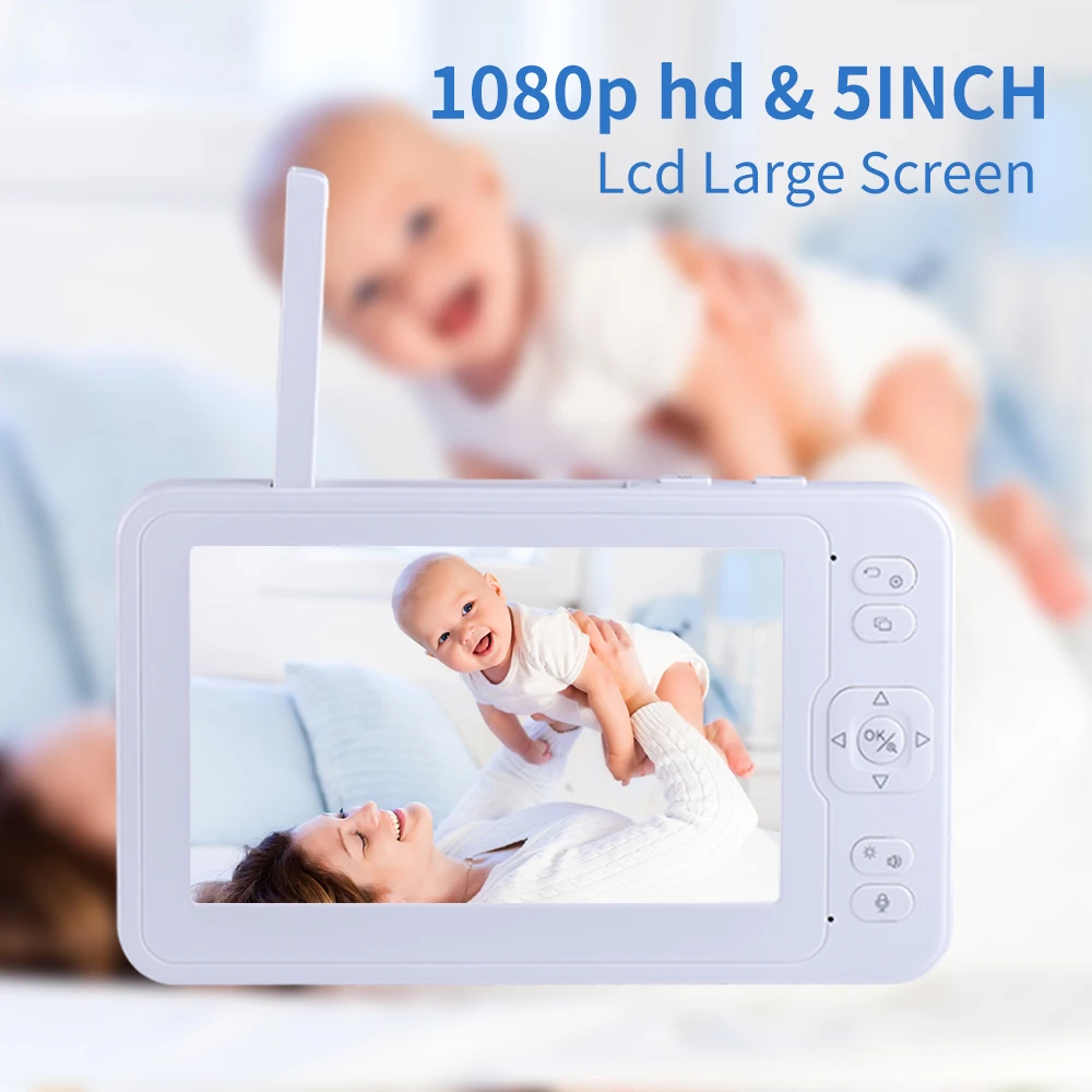  1080P 5 0 дюймовый дисплей беспроводная цифровая радионяня оптовая продажа охранных контроль поворотной камеры с увеличительным объективом плач обнаружения беспроводной доступ в