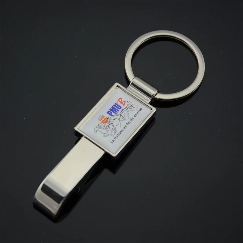custom metal bottle opener keychain with epoxy logo