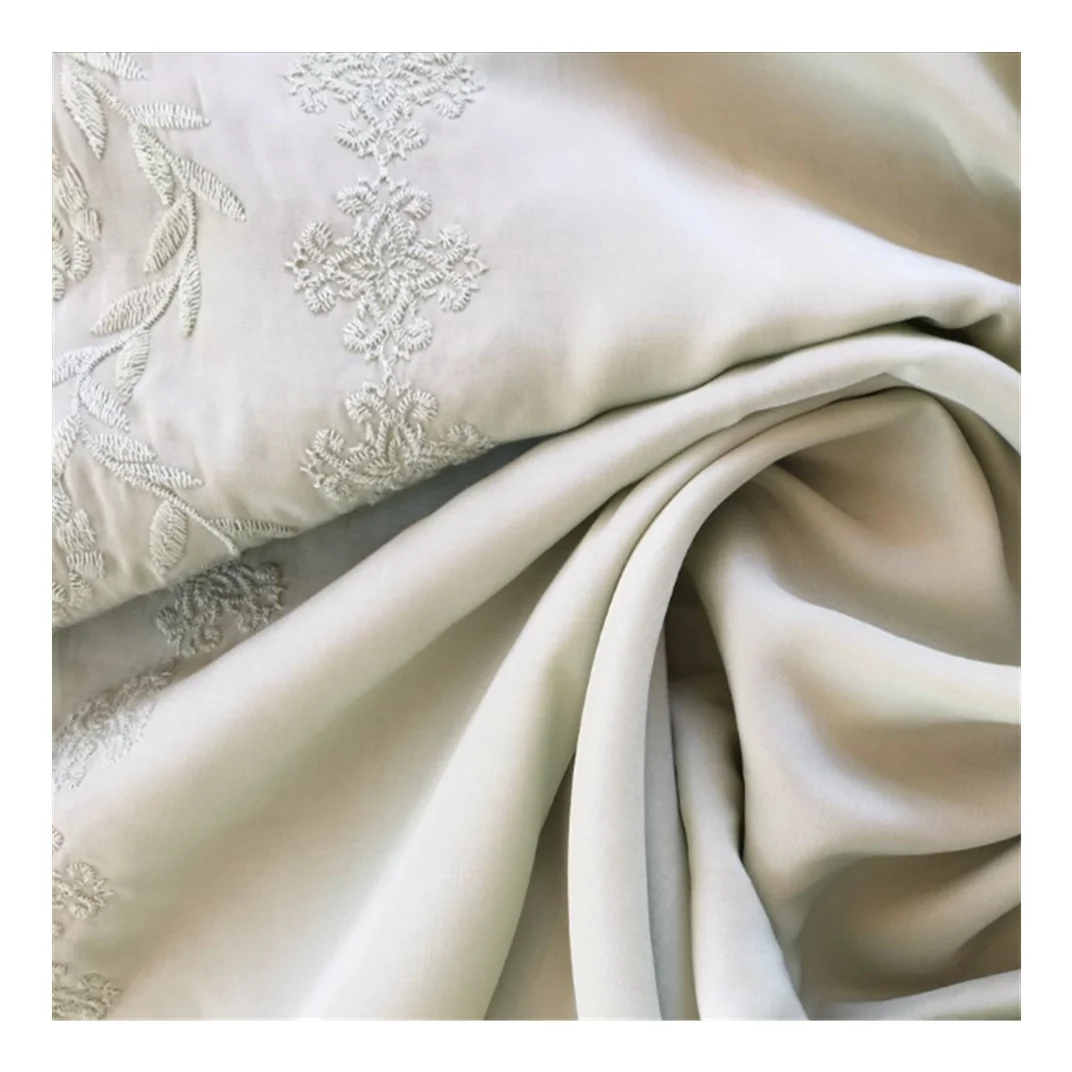 Embroidery polyester&rayon blend fabric for dress/ EMB 58%poly&42%rayon fabric / hot sales fabric for tops