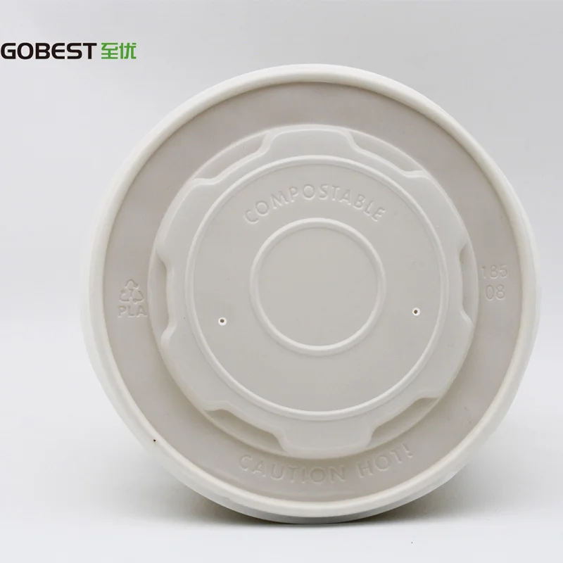 Gobest customized disposable kraft bamboo white flexo printing  pla bio degradable paper packaging  38oz takeaway  paper bowls