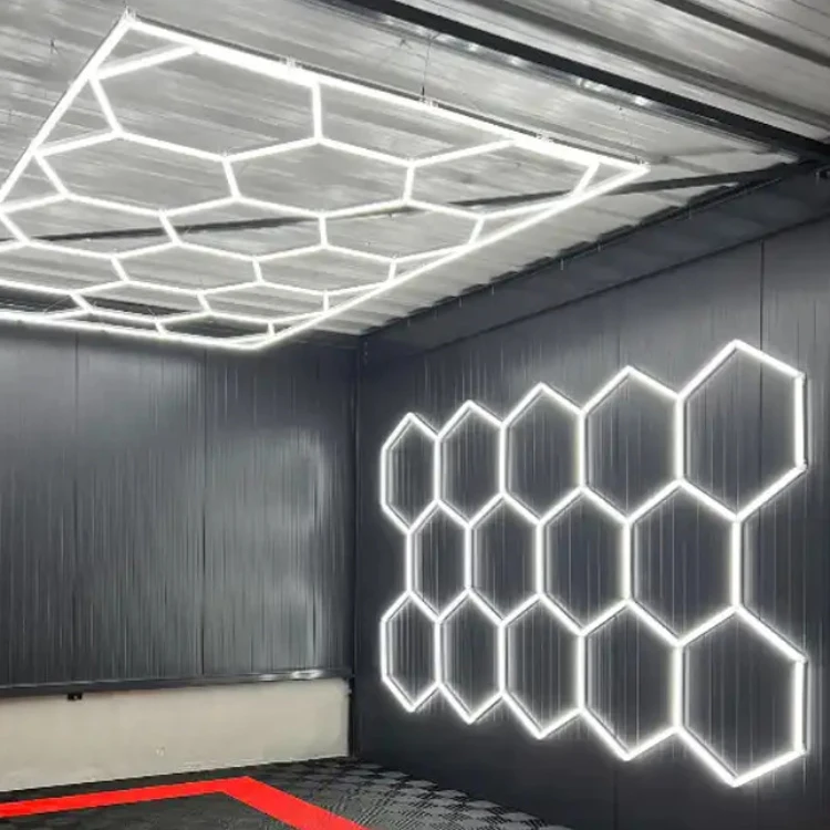 2400*4800MM Hexagon Detailing Workshop Ceiling Led Lights For Car Shop And Garage honeycomb lights hexagonal led light