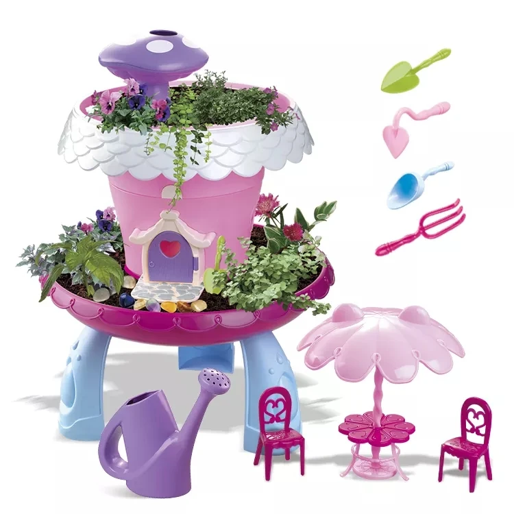 Hot Selling Intelligent Diy Garden Planting Flowers Grass Toy Sets For Boy And Girl With Light And Music For Kids Play