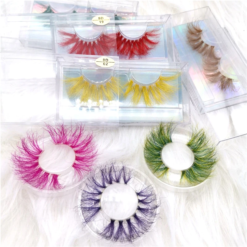 New design colored eyelashes private label lashes vendor attractive mink colored lashes and packaging