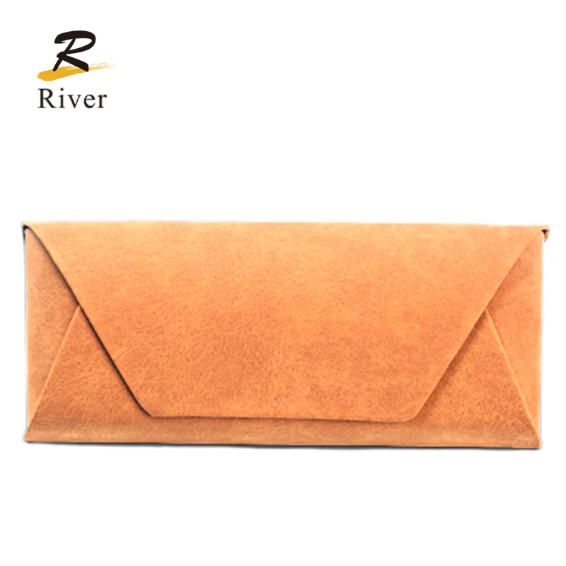 High Quality soft handmade custom leather optical eyeglasses pouch eyewear glasses box spectacle case