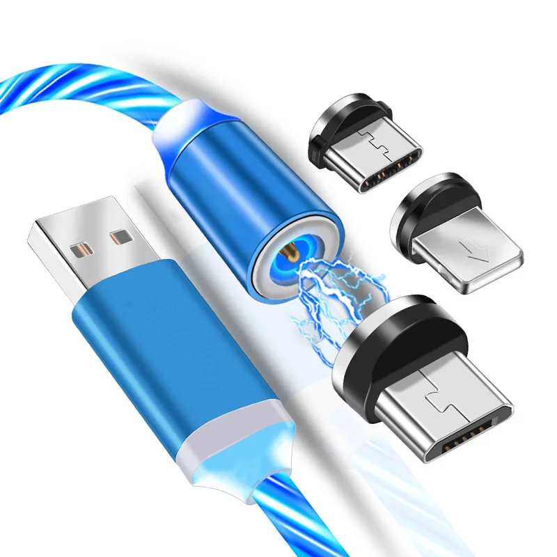 Лидер продаж универсальный Usb-кабель Wik-YD для быстрой зарядки 2 А 3 в 1 магнитный и светящийся Samsung