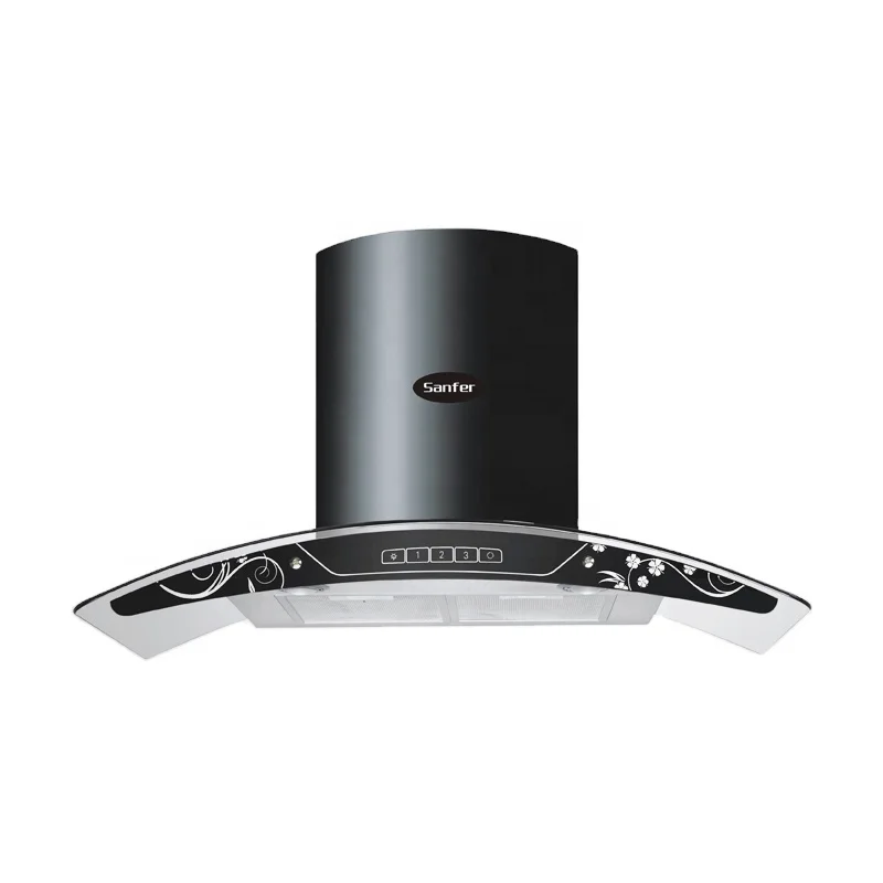 900mm Black Titanium Duct Curved Glass Canopy Cover Wall Mounted Chimney Range Hood