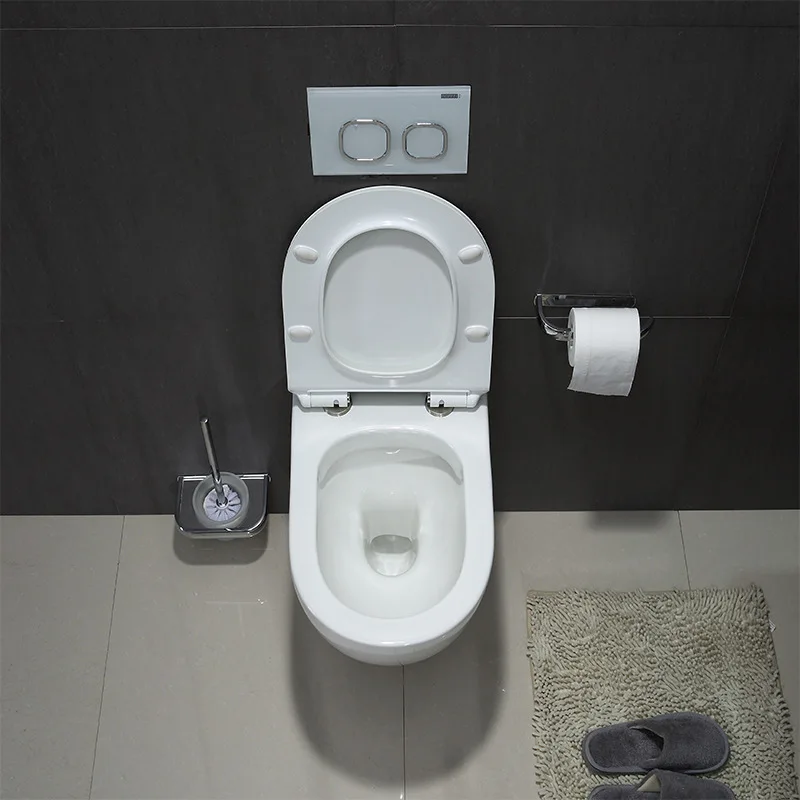 new design white ceramic wall mounted hung toilet rimless two piece with bidet set