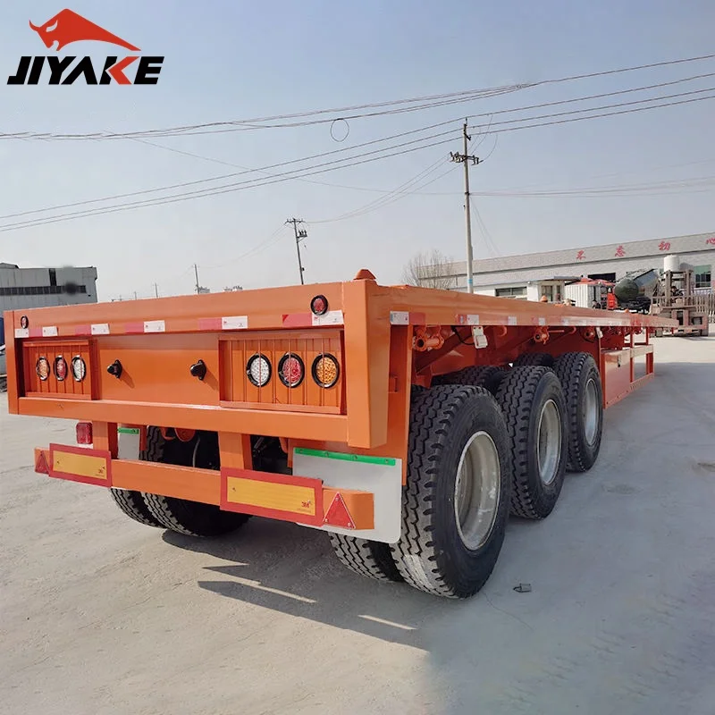 Manufacturer direct sale price cargo truck Triaxle Semi Container Flat Bed Trailer