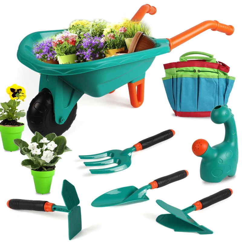 Manufacturer Bulk Wholesale LT9901 Hands-On Ability Development Gardening Tool Set Outdoor Play Kids Garden Toys with Trolley