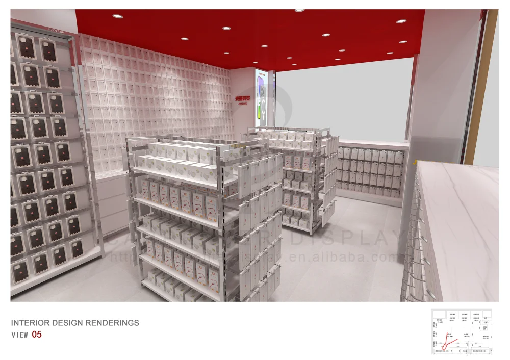 Sleek Cell Phone Case Kiosk Interior Design for a Modern Aesthetic Rustic Cell Phone Kiosk Interior Design for a Natural Look