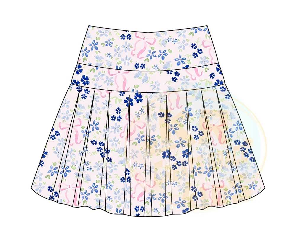Custom Logo Girl Yoga Wear Kids Fitness Running Gym Sports Skorts with Shorts Girls Workout Skirts Floral Causal Sports Skirts