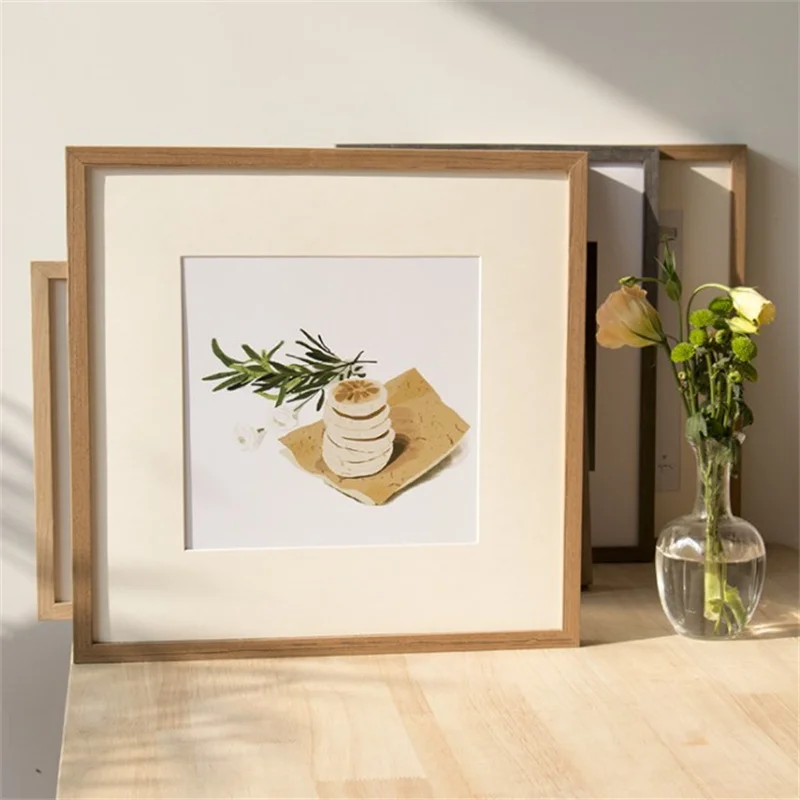 Nordic simplicity handcrafted wedding photo frame hanging wall solid wood photo frame