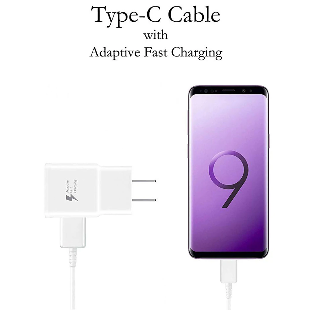 2021 USB-C кабель для Samsung Galaxy S10/ S8/ S9 + Note8/ Note9 2 в 1 Адаптивное зарядное устройство быстрой