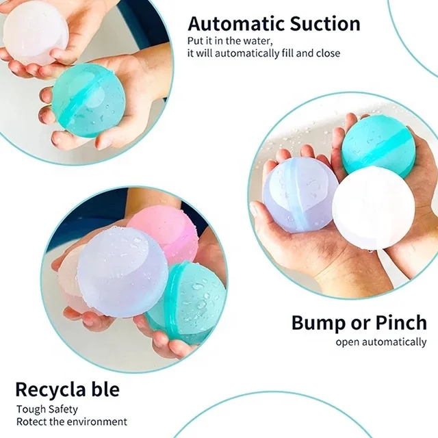 Newest 6 pcs magnets magnetic Magic water balloons quick fill self sealing reusable water splash ball water bomb balls for kids