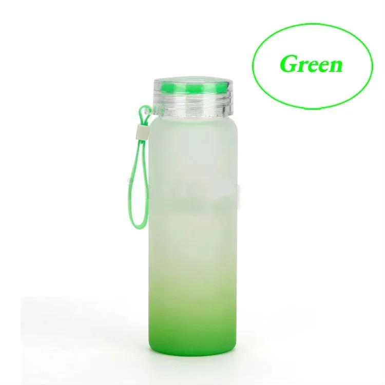 Drinkware Matte Glass Water Bottle Frosted Gradient Color 17oz 500ml sublimation blanks Sublimation blanks glass bottle