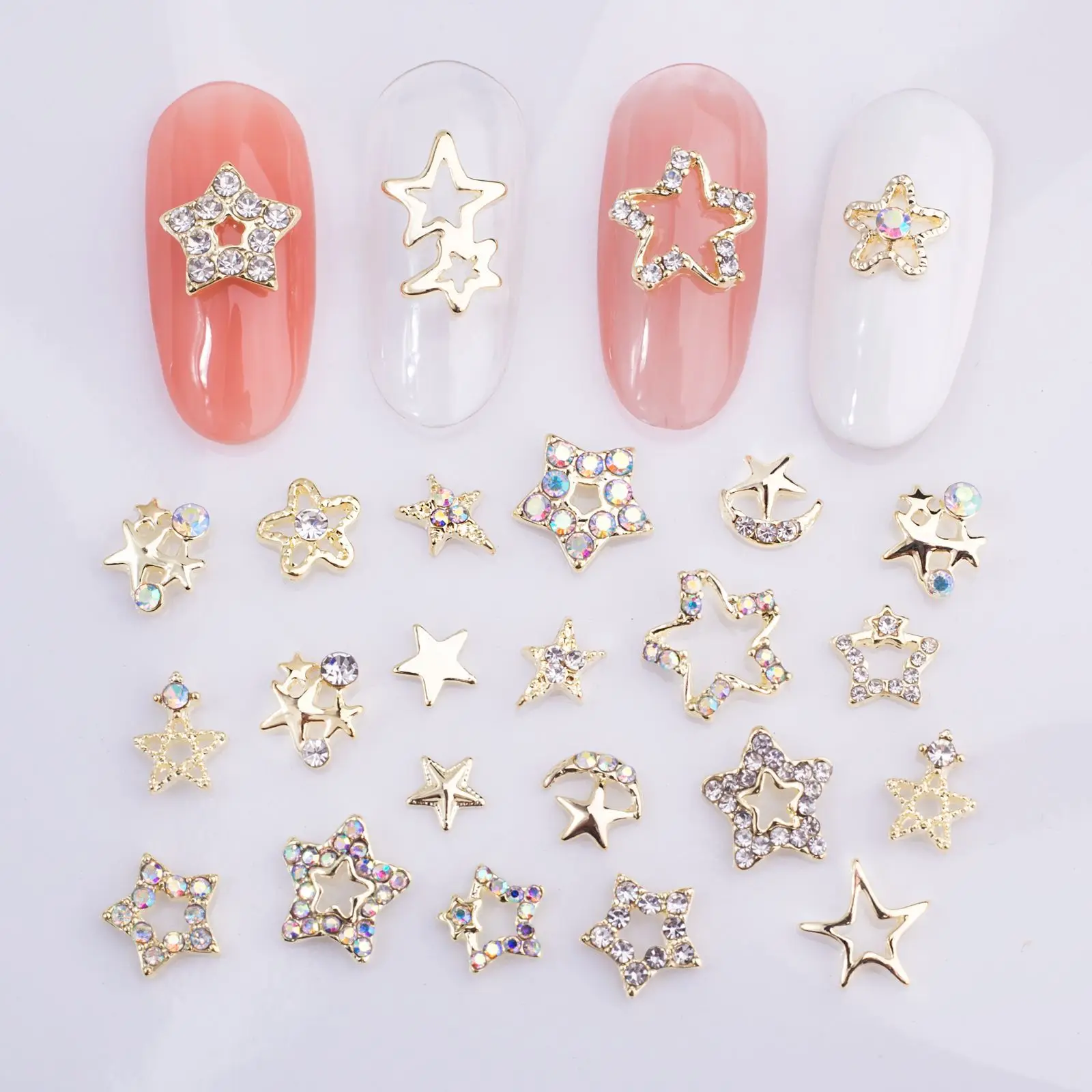 New Pentagram Nail Art Decoration DIY Hollow 3D Nail Accessories Alloy Star Nail Diamond Accessories