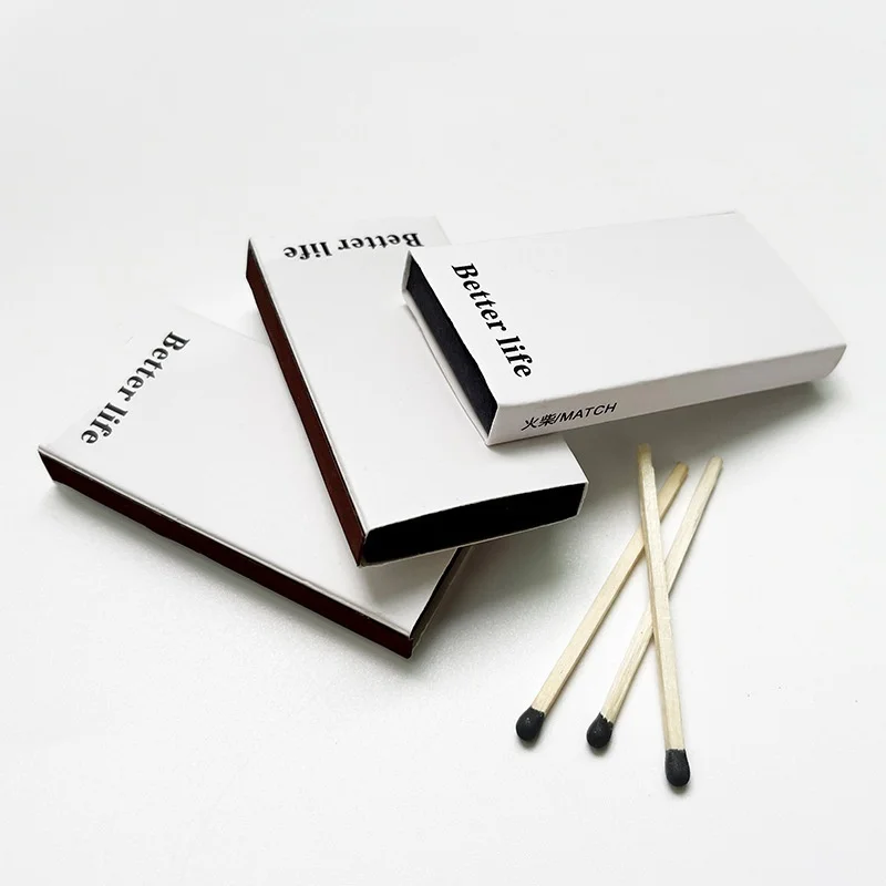 Black & White Box High-End Texture Ignition Nostalgic Poplar Wood Simple Design Aromatherapy Candles Foreign Matches