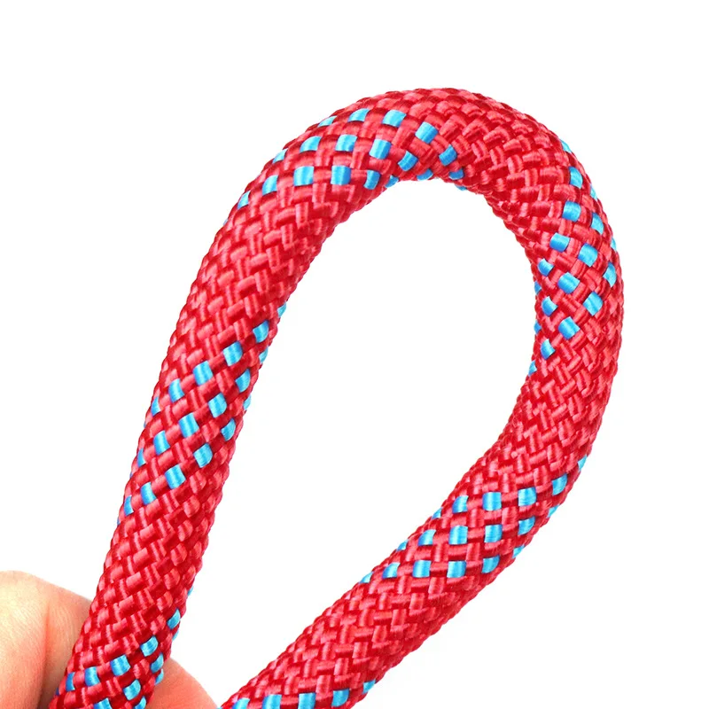 Static Nylon Outdoor Climbing Rope with Double Hooks for Rock Climbing & Safety
